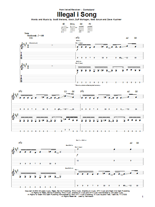 Illegal I Song (Guitar Tab) von Velvet Revolver