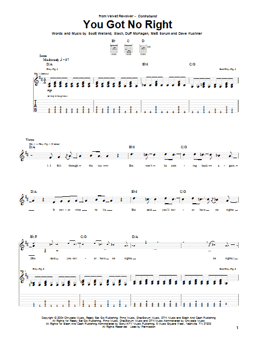 You Got No Right (Guitar Tab) von Velvet Revolver