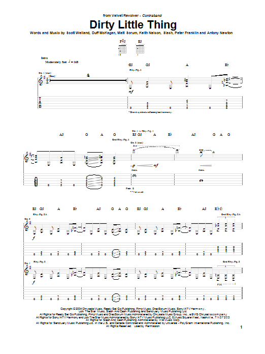 Dirty Little Thing (Guitar Tab) von Velvet Revolver