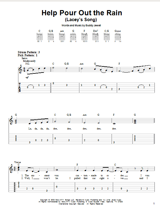 Help Pour Out The Rain (Lacey's Song) (Easy Guitar Tab) von Buddy Jewell