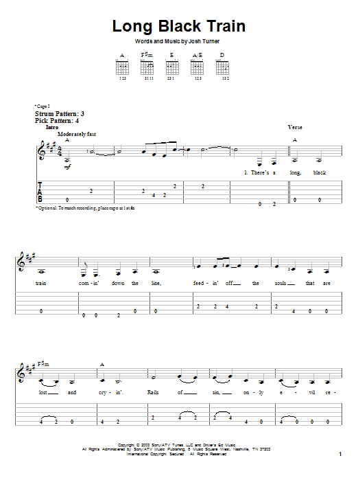 Long Black Train (Easy Guitar Tab) von Josh Turner