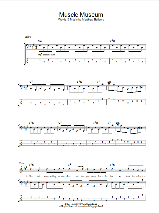 Muscle Museum (Bass Guitar Tab) von Muse