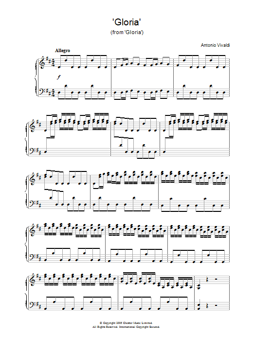 'Gloria' (from 'Gloria') (Piano Solo) von Antonio Vivaldi