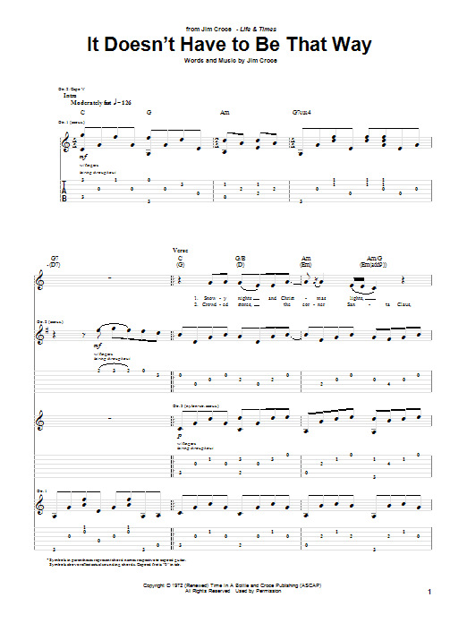 It Doesn't Have To Be That Way (Guitar Tab) von Jim Croce