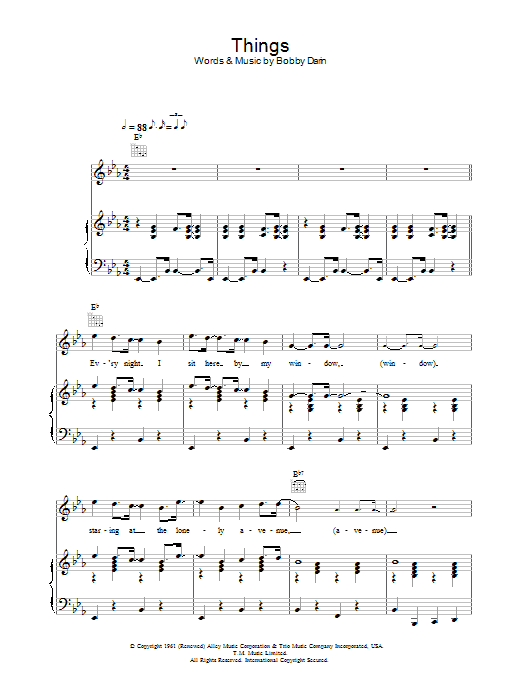 Things (Piano, Vocal & Guitar Chords) von Bobby Darin