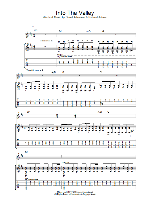 Into The Valley (Guitar Tab) von The Skids
