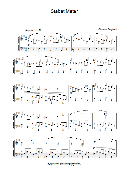 Stabat Mater (Piano Solo) von Giovanni Pergolesi