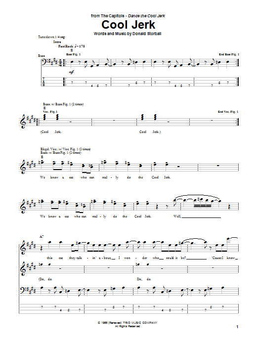 Cool Jerk (Bass Guitar Tab) von The Capitols