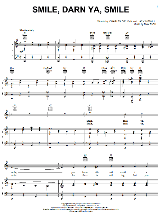 Smile, Darn Ya, Smile (Piano, Vocal & Guitar Chords (Right-Hand Melody)) von Sammy Davis Jr.