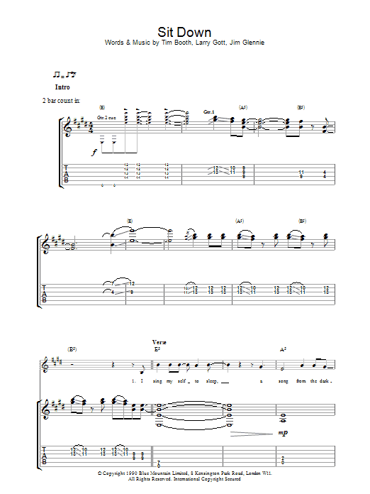 Sit Down (Guitar Tab) von James