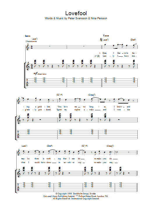 Lovefool (Guitar Tab) von The Cardigans