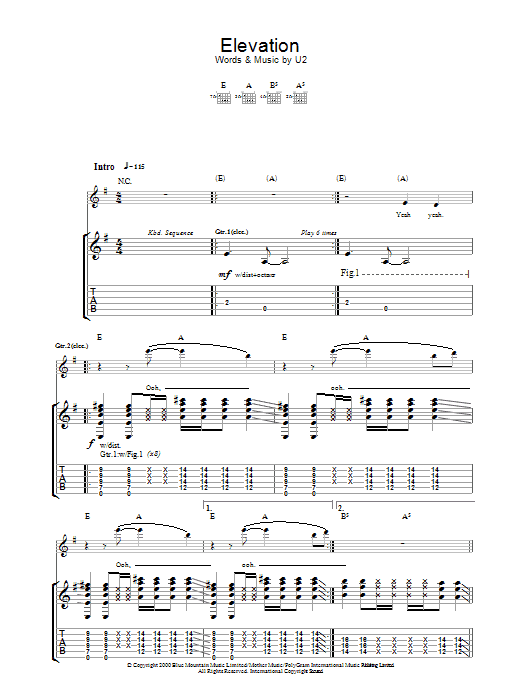 Elevation (Guitar Tab) von U2