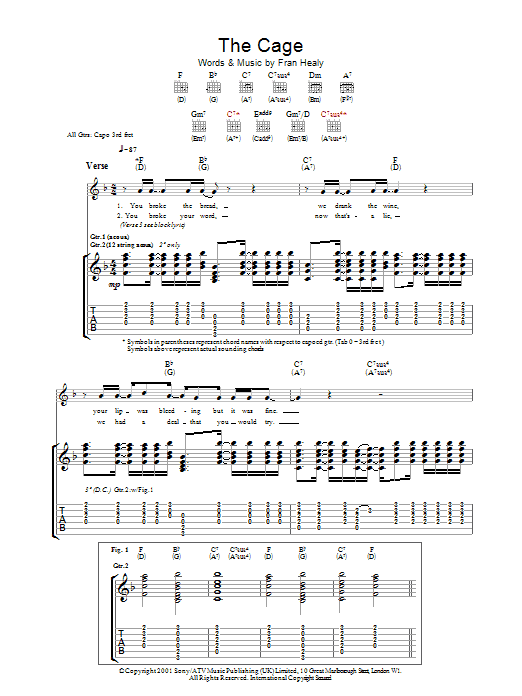 The Cage (Guitar Tab) von Travis