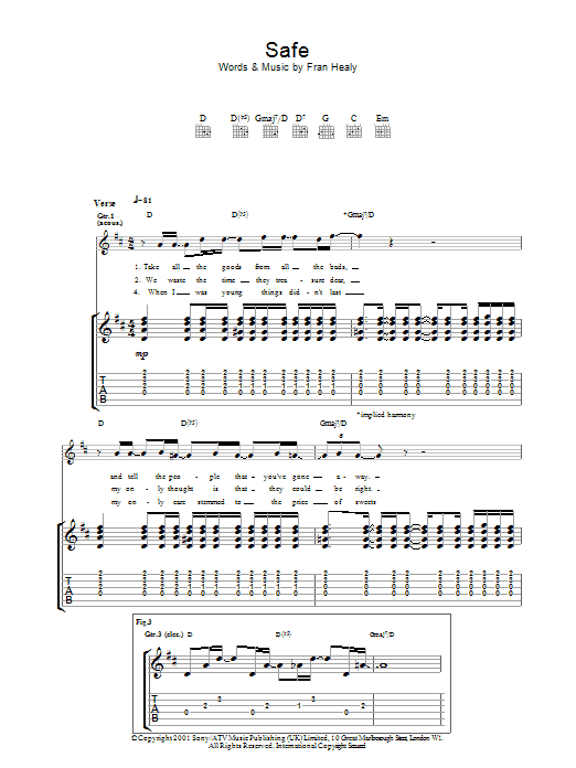 Safe (Guitar Tab) von Travis