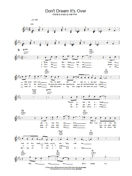 Don't Dream It's Over (Lead Sheet / Fake Book) von Crowded House