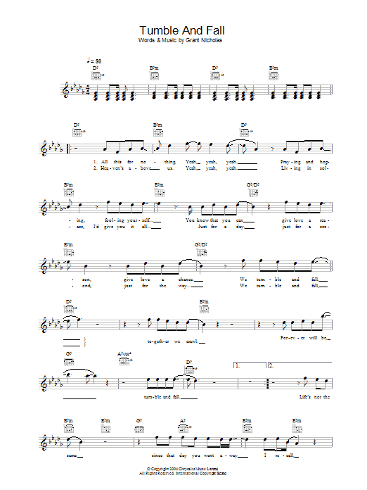 Tumble And Fall (Lead Sheet / Fake Book) von Feeder