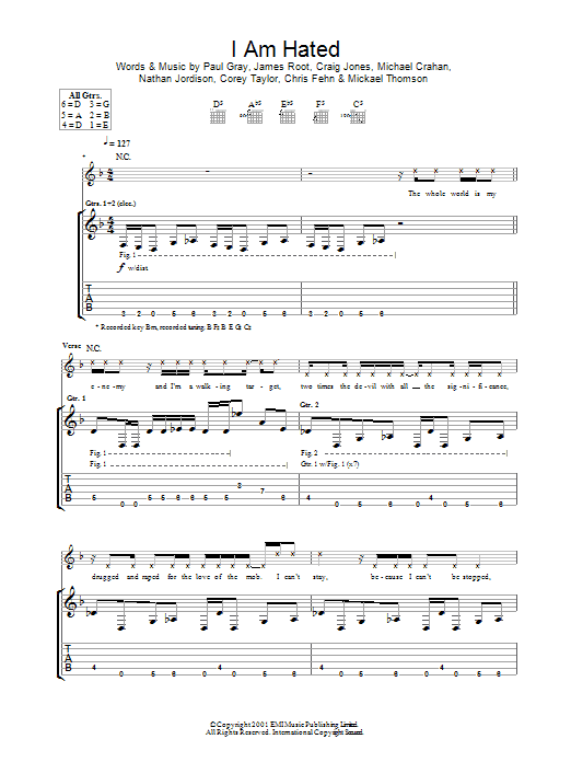 I Am Hated (Guitar Tab) von Slipknot