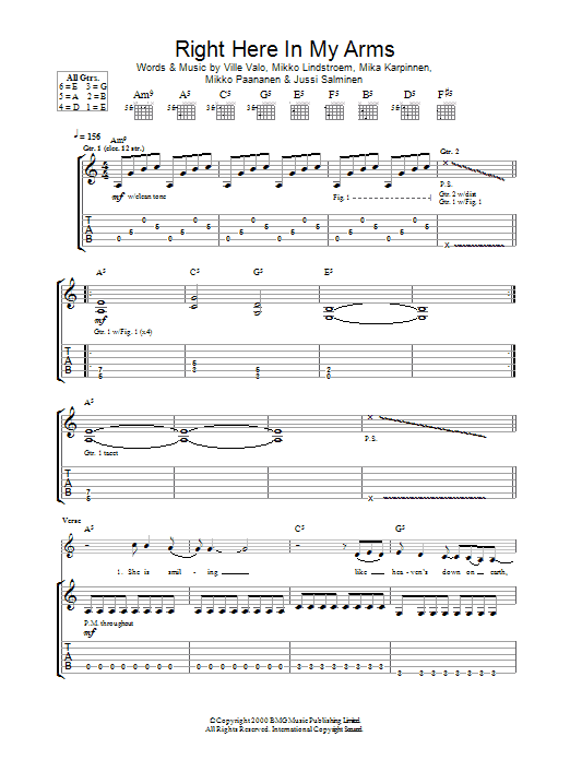 Right Here In My Arms (Guitar Tab) von HIM