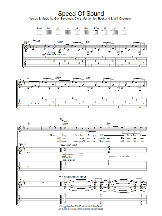 Speed Of Sound (Guitar Tab) von Coldplay