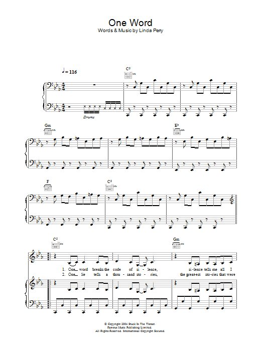 One Word (Piano, Vocal & Guitar Chords) von Kelly Osbourne