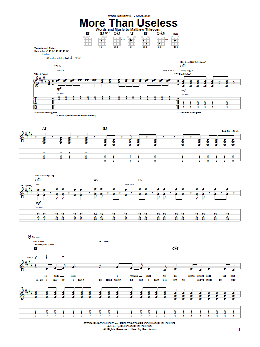 More Than Useless (Guitar Tab) von Relient K