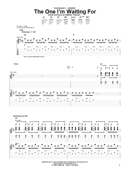 The One I'm Waiting For (Guitar Tab) von Relient K