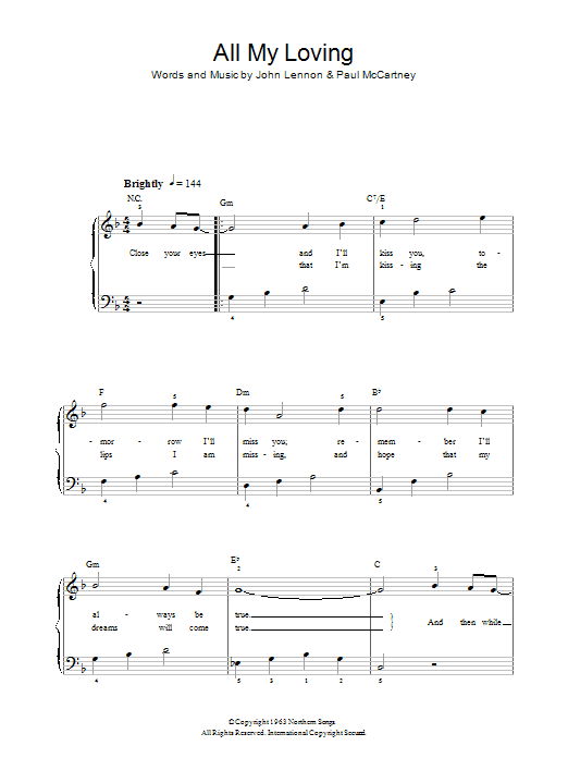 All My Loving (Easy Piano) von The Beatles