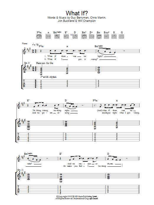 What If? (Guitar Tab) von Coldplay