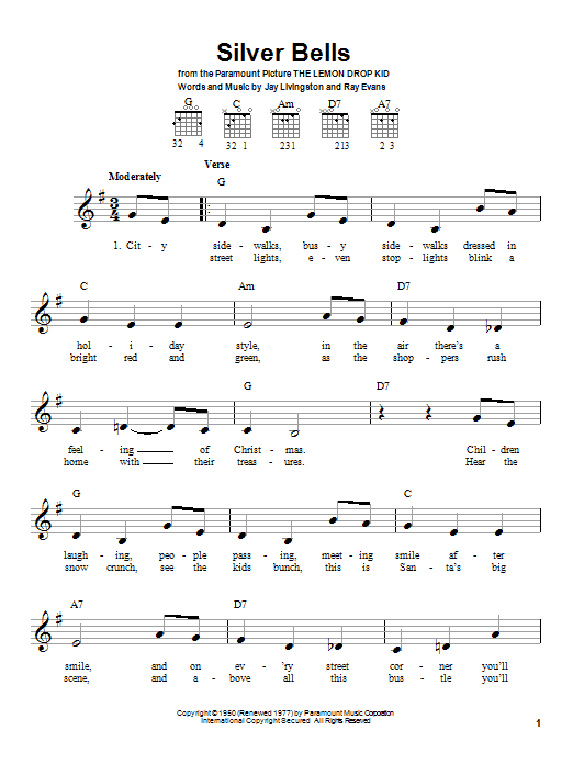 Silver Bells (Easy Guitar) von Jay Livingston