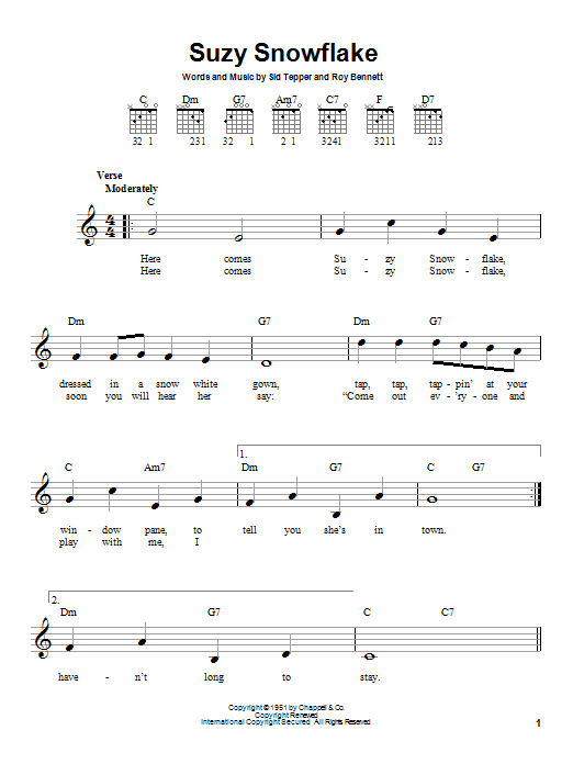 Suzy Snowflake (Easy Guitar) von Rosemary Clooney