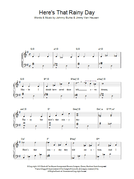 Here's That Rainy Day (Piano, Vocal & Guitar Chords) von Jimmy Van Heusen