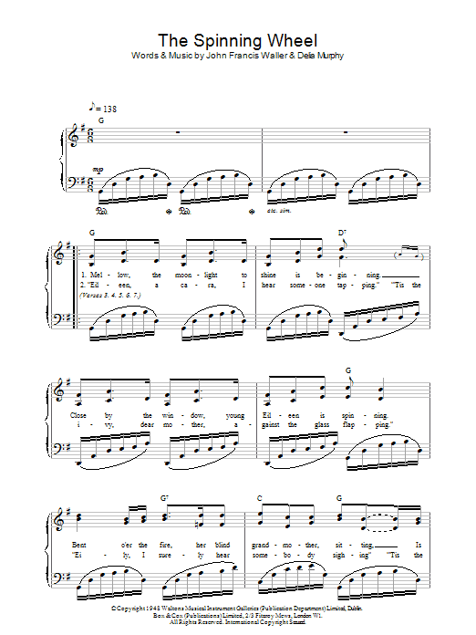 The Spinning Wheel Song (Easy Piano) von John Francis Waller