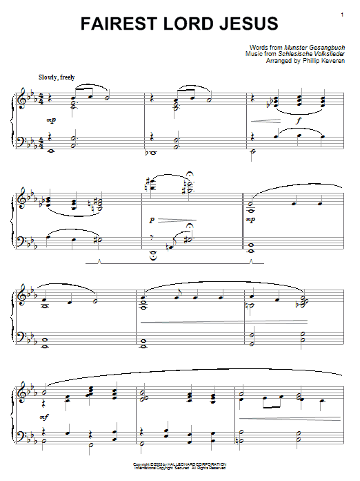 Fairest Lord Jesus [Jazz version] (arr. Phillip Keveren) (Piano Solo) von Munster Gesangbuch
