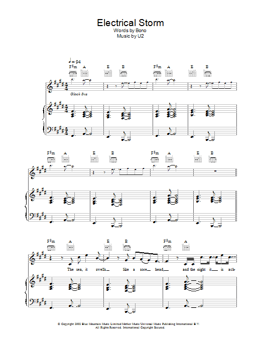 Electrical Storm (Piano, Vocal & Guitar Chords) von U2