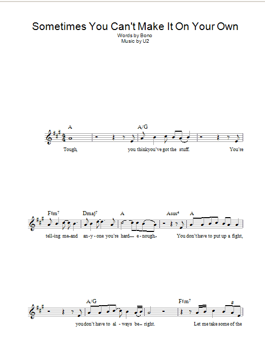 Sometimes You Can't Make It On Your Own (Lead Sheet / Fake Book) von U2