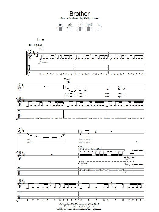 Brother (Guitar Tab) von Stereophonics