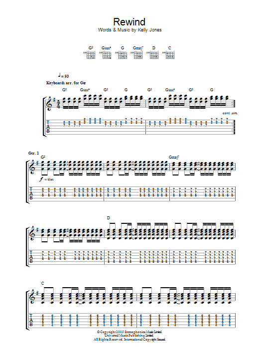 Rewind (Guitar Tab) von Stereophonics