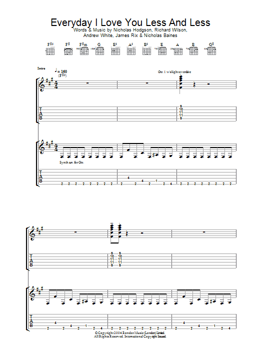 Everyday I Love You Less And Less (Guitar Tab) von Kaiser Chiefs