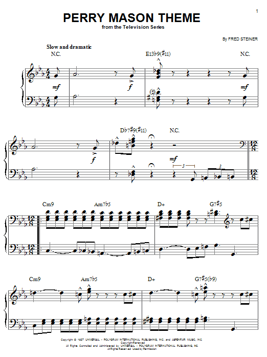 Perry Mason Theme (Easy Piano) von Fred Steiner