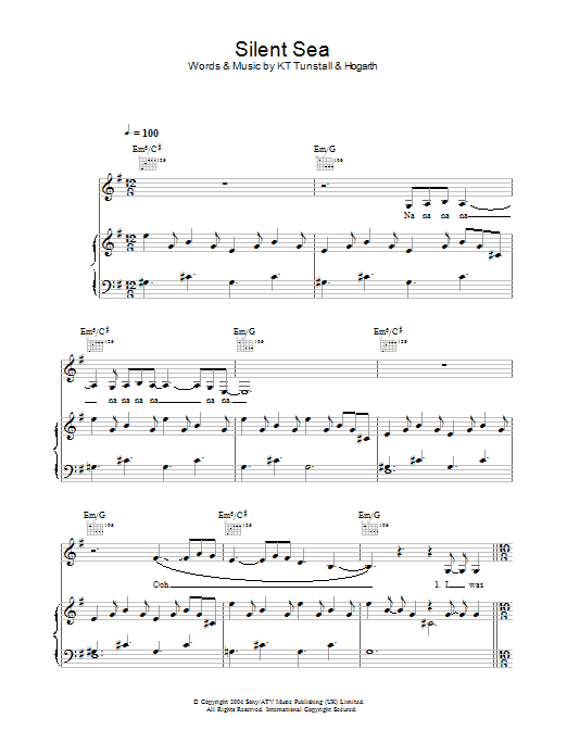 Silent Sea (Piano, Vocal & Guitar Chords) von KT Tunstall