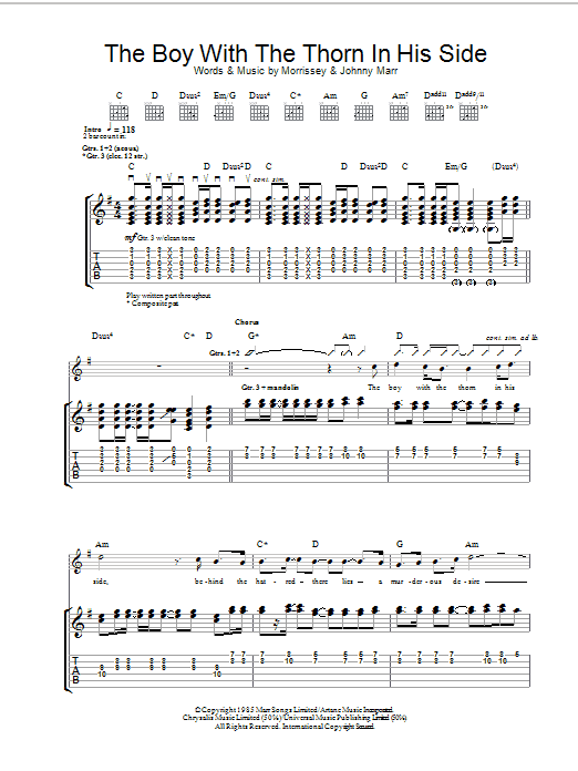 The Boy With The Thorn In His Side (Guitar Tab) von The Smiths