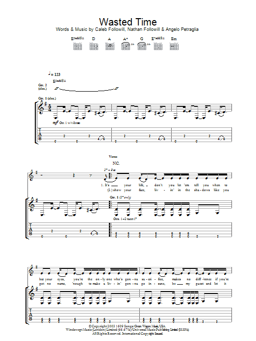 Wasted Time (Guitar Tab) von Kings Of Leon