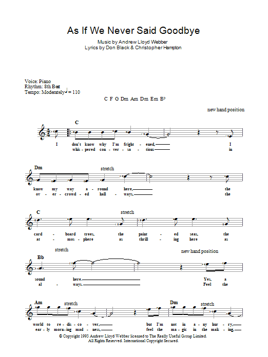 As If We Never Said Goodbye (from Sunset Boulevard) (Lead Sheet / Fake Book) von Andrew Lloyd Webber