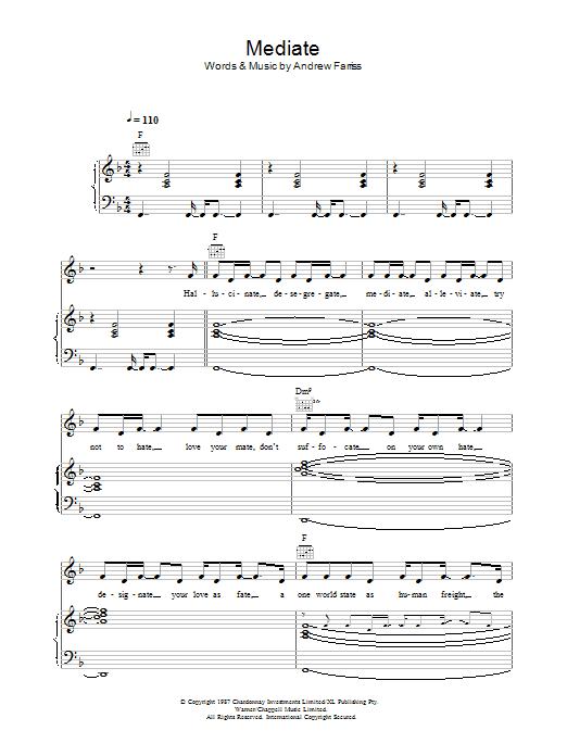 Mediate (Piano, Vocal & Guitar Chords) von INXS