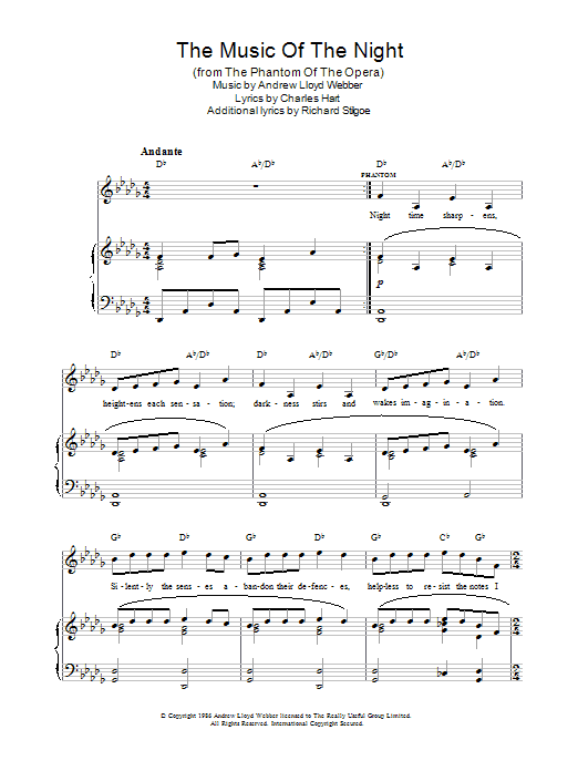 The Music Of The Night (from The Phantom Of The Opera) (Piano, Vocal & Guitar Chords (Right-Hand Melody)) von Andrew Lloyd Webber