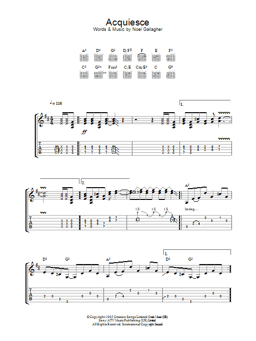 Acquiesce (Guitar Tab) von Oasis