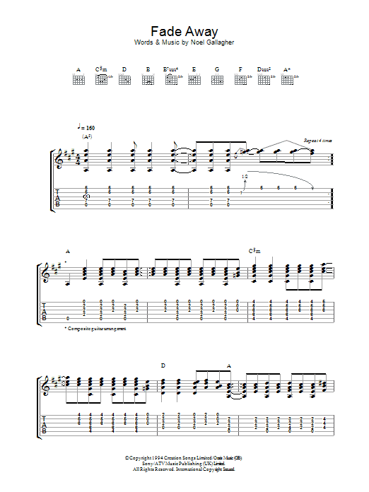 Fade Away (Guitar Tab) von Oasis