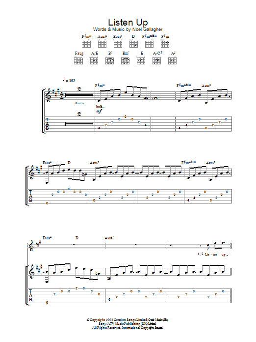 Listen Up (Guitar Tab) von Oasis