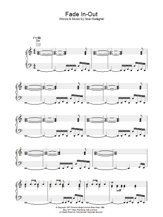 Fade In-Out (Piano, Vocal & Guitar Chords) von Oasis