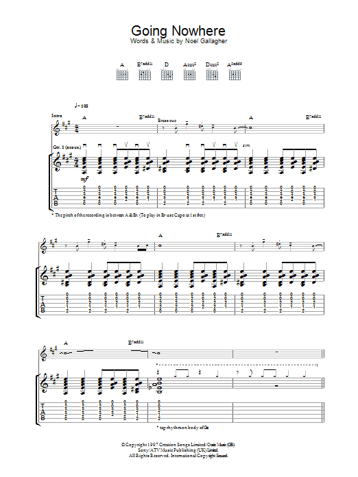 Going Nowhere (Guitar Tab) von Oasis